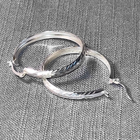 Sterling Silver Patterned Hoops - Picture 2 of 6